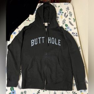 Vintage butthole zip-up hoodie
